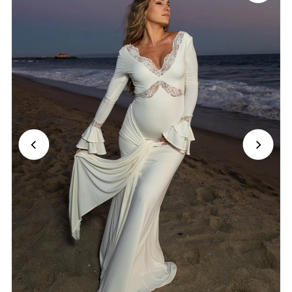 NWT Momyknows Elegant White Lace Trim Maternity Dress